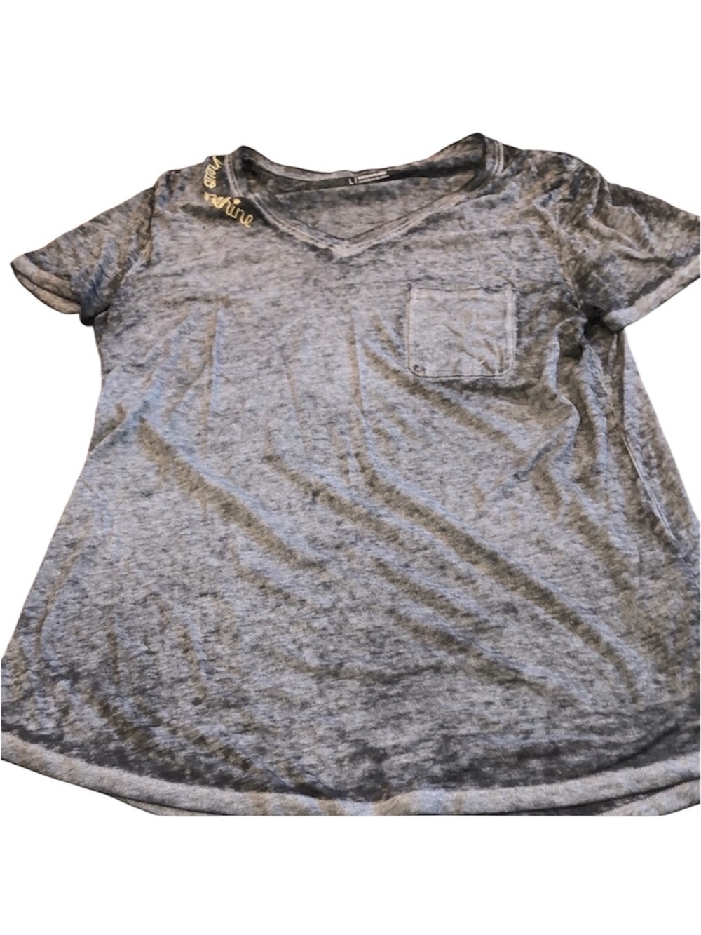 Peace and pearls grey burnout T-shirt size large